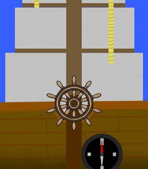 Screen shot from the pirate panic game showing the view of the pilot